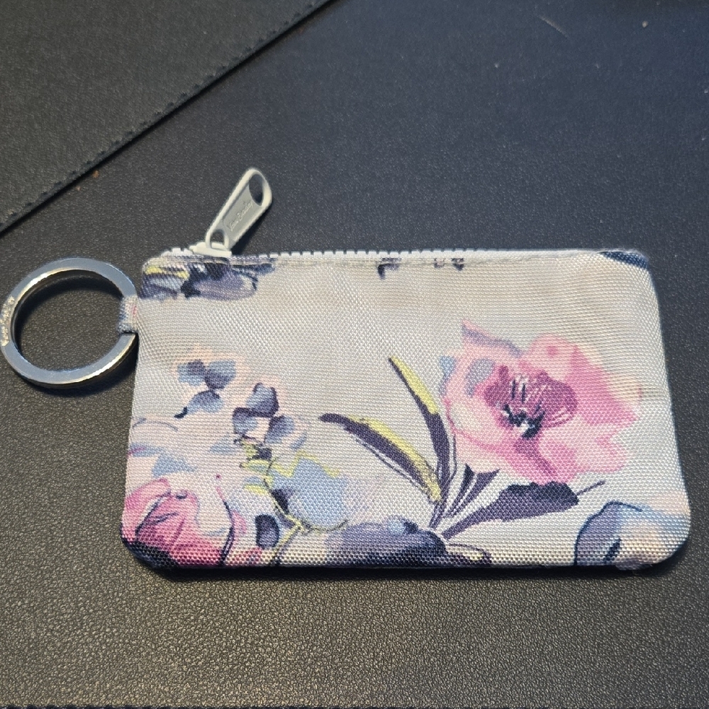 Vera Bradley Floral Rose Card Holder Wallet with Keyring ID Zip Case Like New